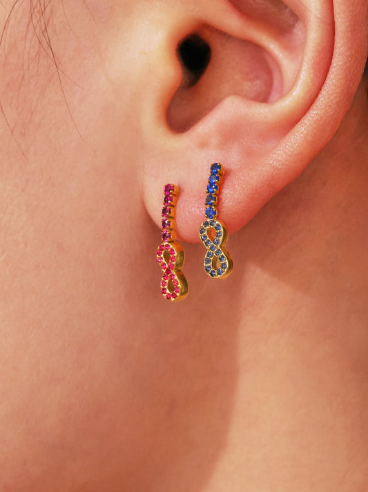 Set infini en acier inoxydable plaqué or PVD avec Zirconium Colorés – Collier, Bracelet & Boucles d’Oreilles - Bijou Mon Amour