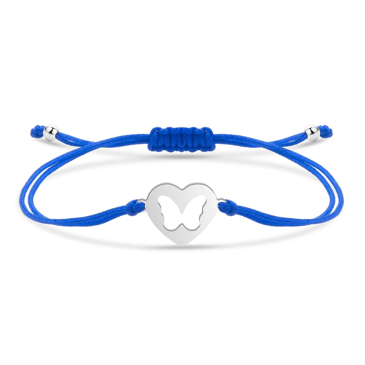 Bracelet papillon câlin en acier inoxydable et cordon ajustable en coton doux - Bijou Mon Amour