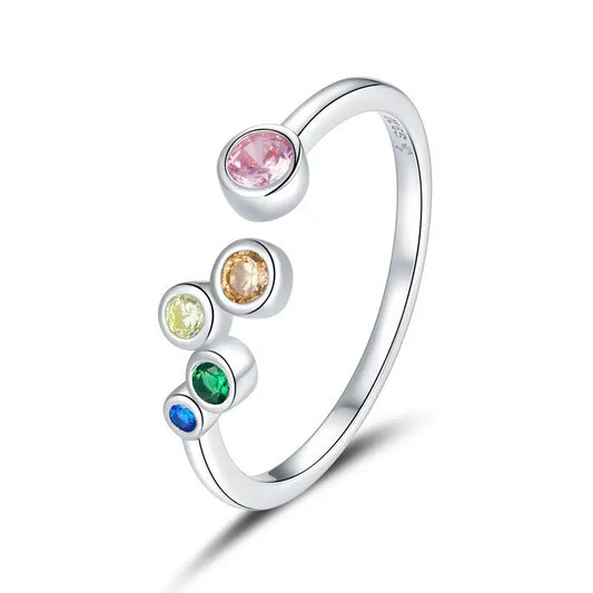 Bague ajustable Colorée en Argent Sterling 925 & Zirconium - Bijou Mon Amour