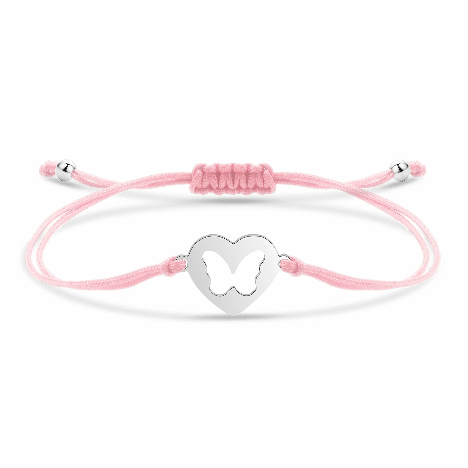 Bracelet papillon câlin en acier inoxydable et cordon ajustable en coton doux - Bijou Mon Amour