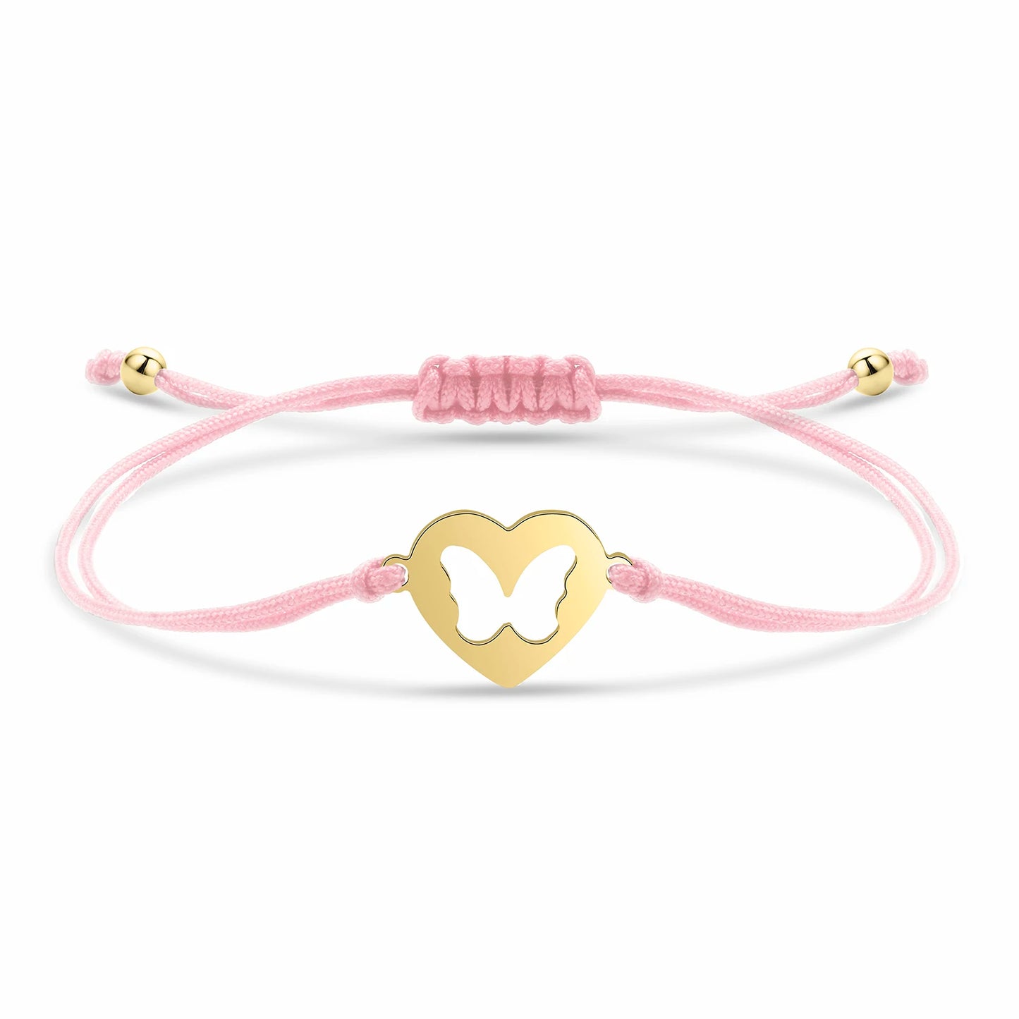 Bracelet papillon câlin en acier inoxydable et cordon ajustable en coton doux - Bijou Mon Amour
