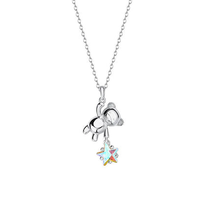 Collier en Argent Sterling 925 Petit Ourson et son Étoile - Bijou Mon Amour