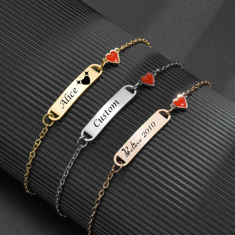 Bracelet personnalisable & ajustable avec coeur – Acier Inoxydable Hypoallergénique - Bijou Mon Amour