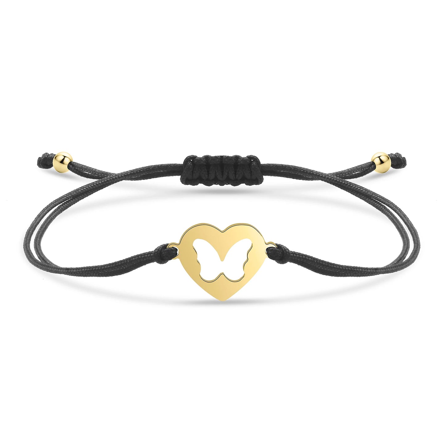 Bracelet papillon câlin en acier inoxydable et cordon ajustable en coton doux - Bijou Mon Amour
