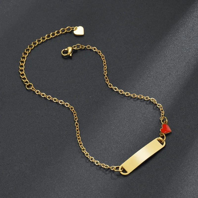 Bracelet personnalisable & ajustable avec coeur – Acier Inoxydable Hypoallergénique - Bijou Mon Amour