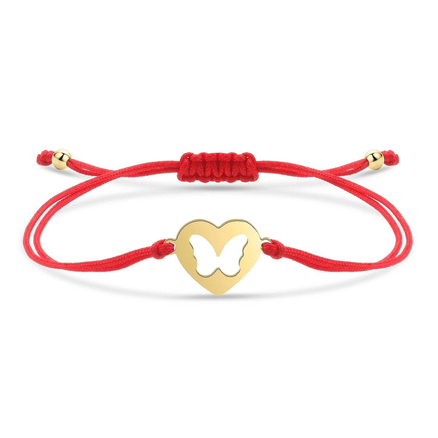 Bracelet papillon câlin en acier inoxydable et cordon ajustable en coton doux - Bijou Mon Amour