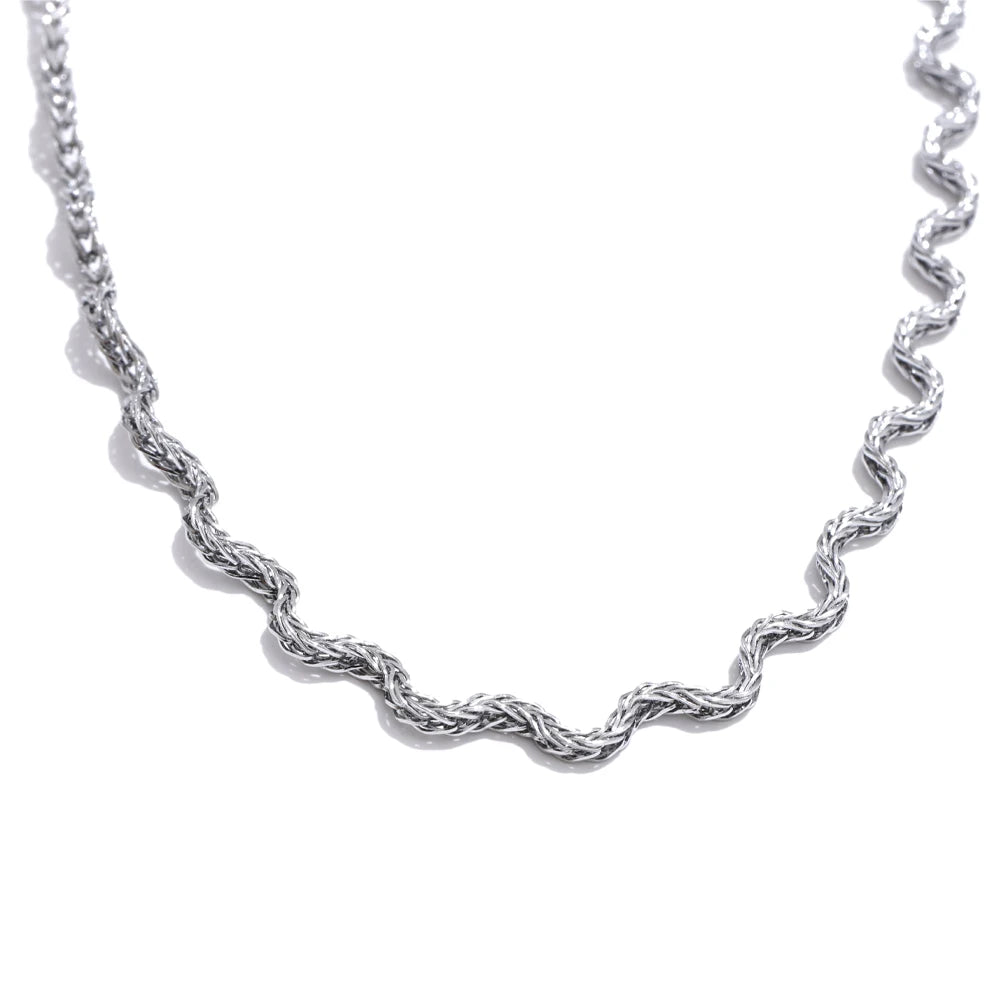 Collier Chaîne Ondulée acier inoxydable Plaqué Or PVD - Bijou Mon Amour