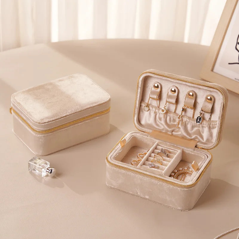 Boîte à Bijoux Portable en Velours premium – Double Couches - Bijou Mon Amour