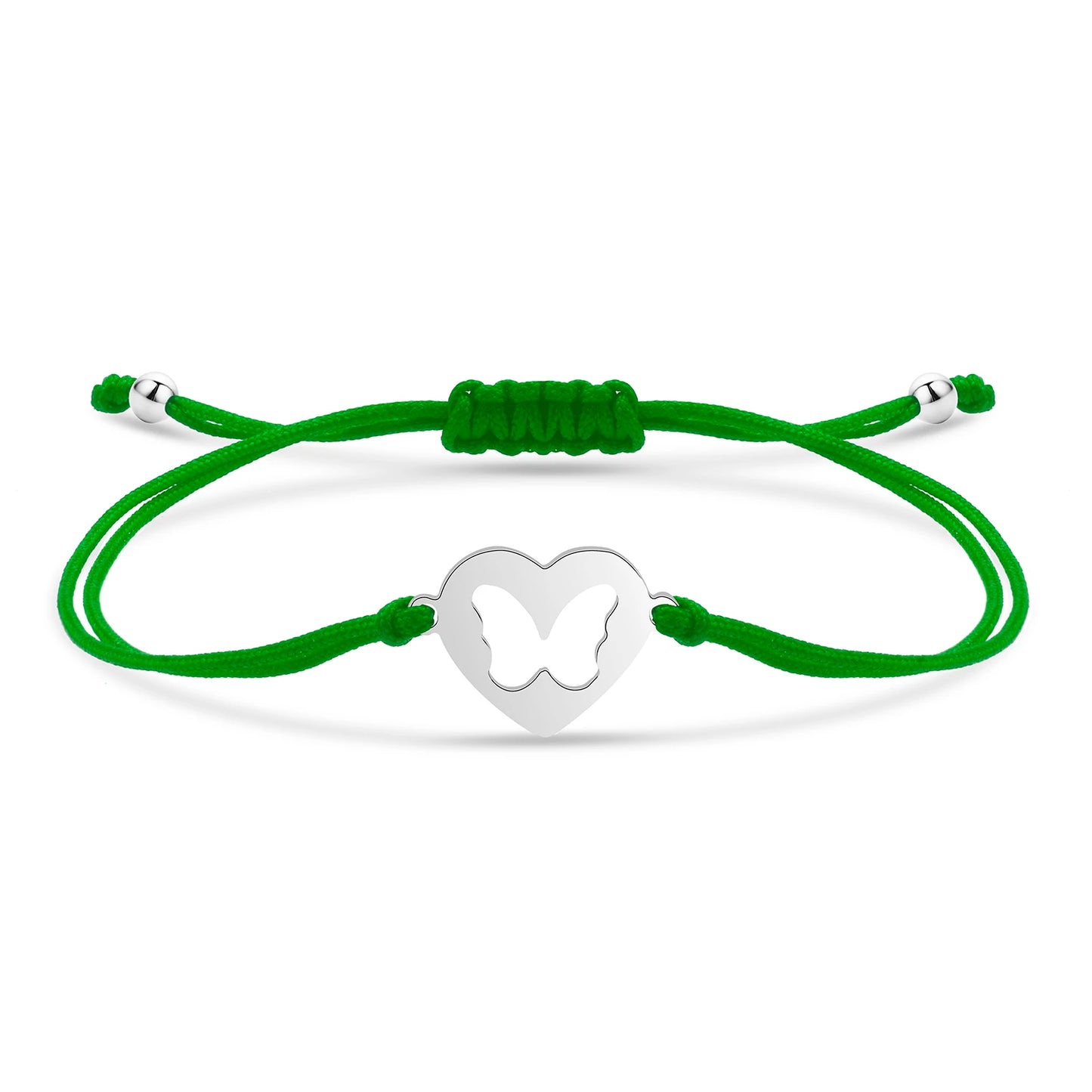 Bracelet papillon câlin en acier inoxydable et cordon ajustable en coton doux - Bijou Mon Amour