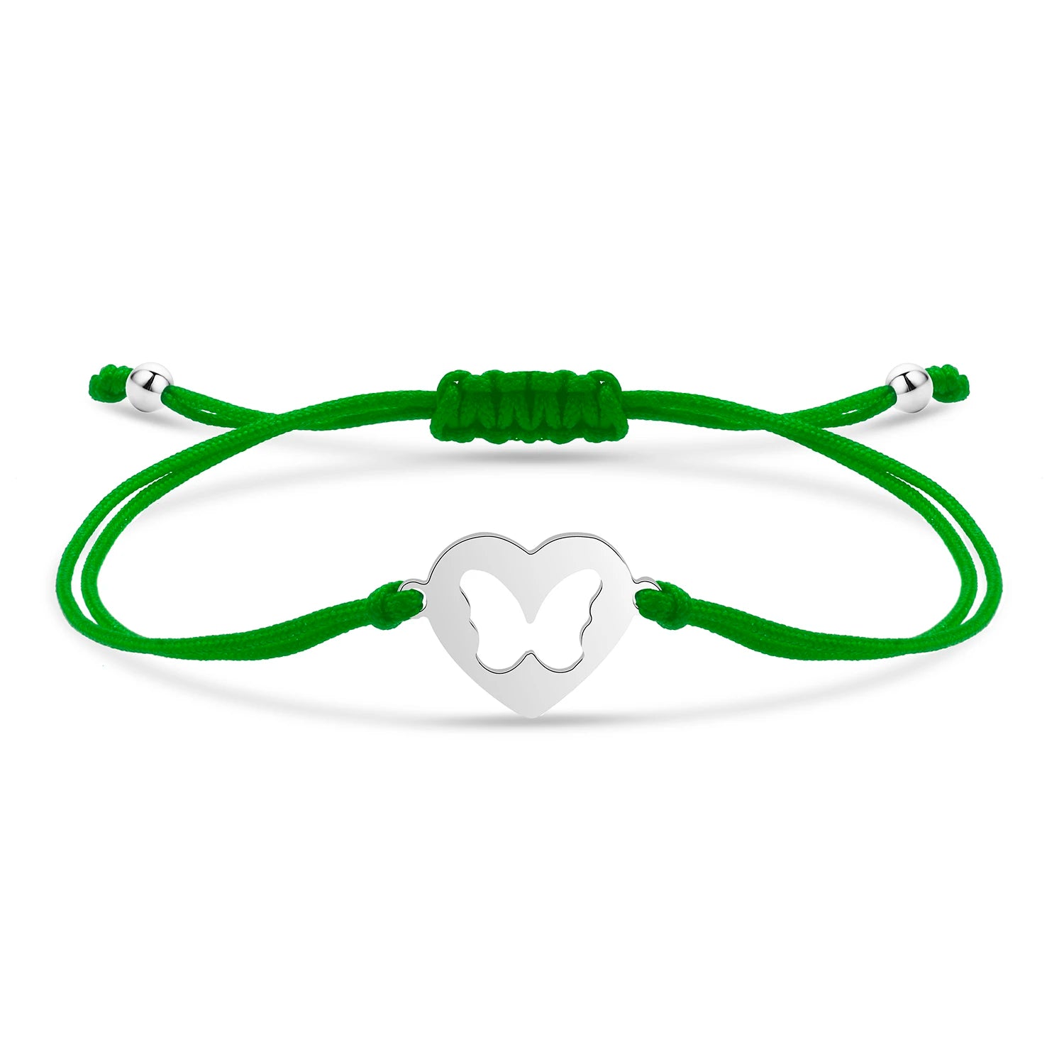 Bracelet papillon câlin en acier inoxydable et cordon ajustable en coton doux - Bijou Mon Amour