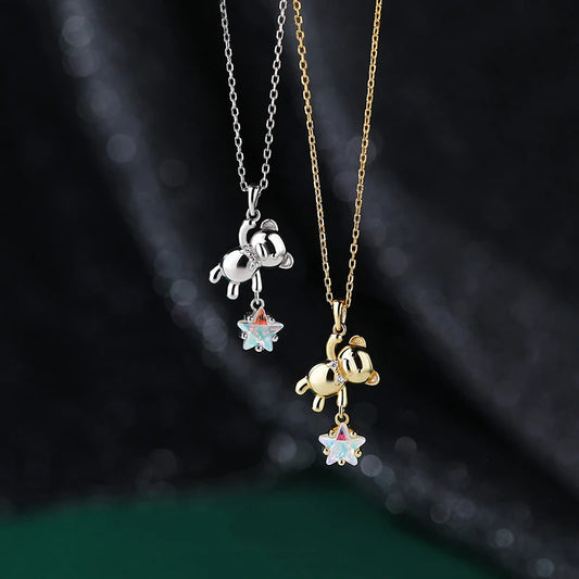 Collier en Argent Sterling 925 Petit Ourson et son Étoile - Bijou Mon Amour