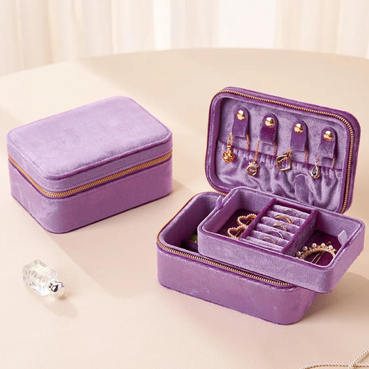 Boîte à Bijoux Portable en Velours premium – Double Couches - Bijou Mon Amour