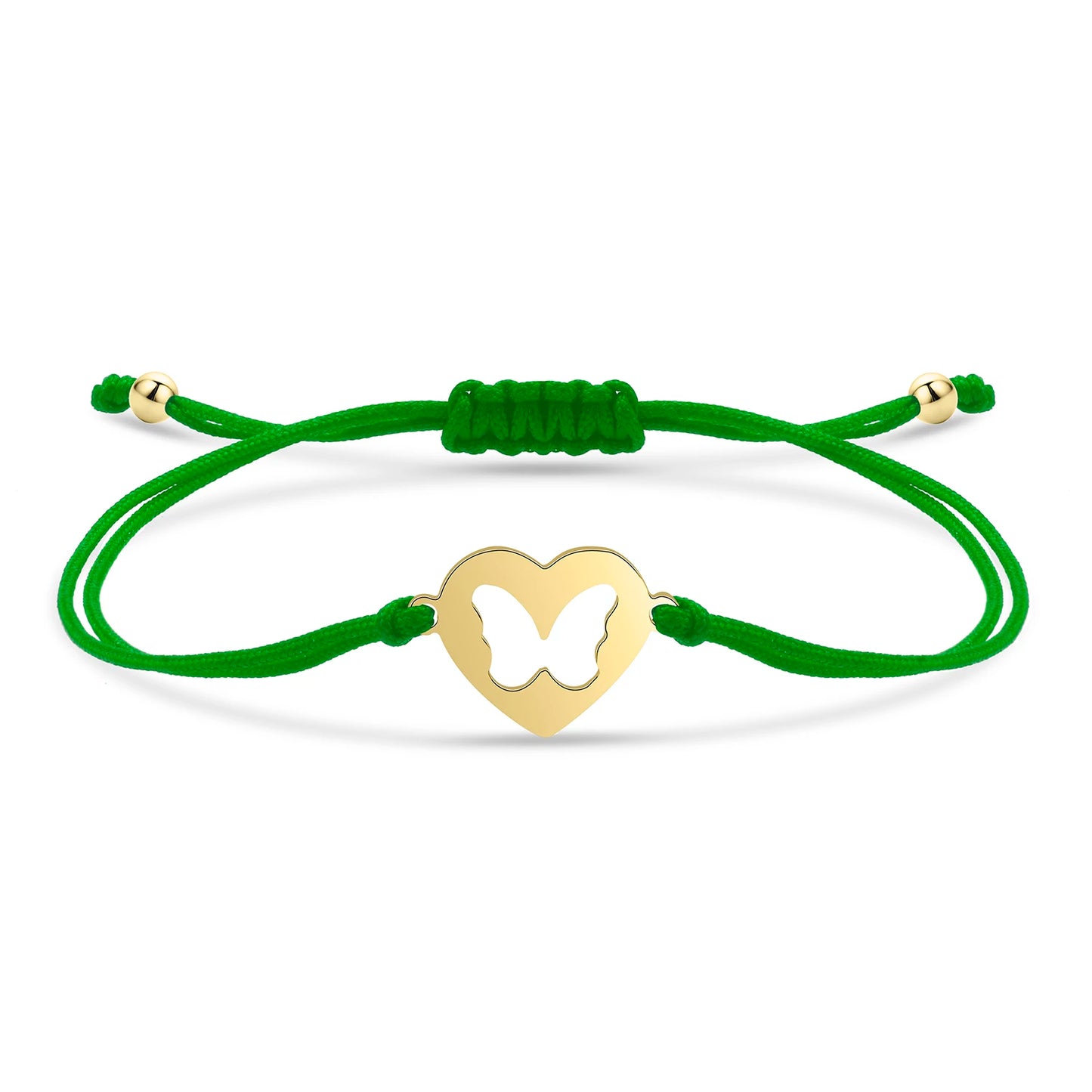 Bracelet papillon câlin en acier inoxydable et cordon ajustable en coton doux - Bijou Mon Amour