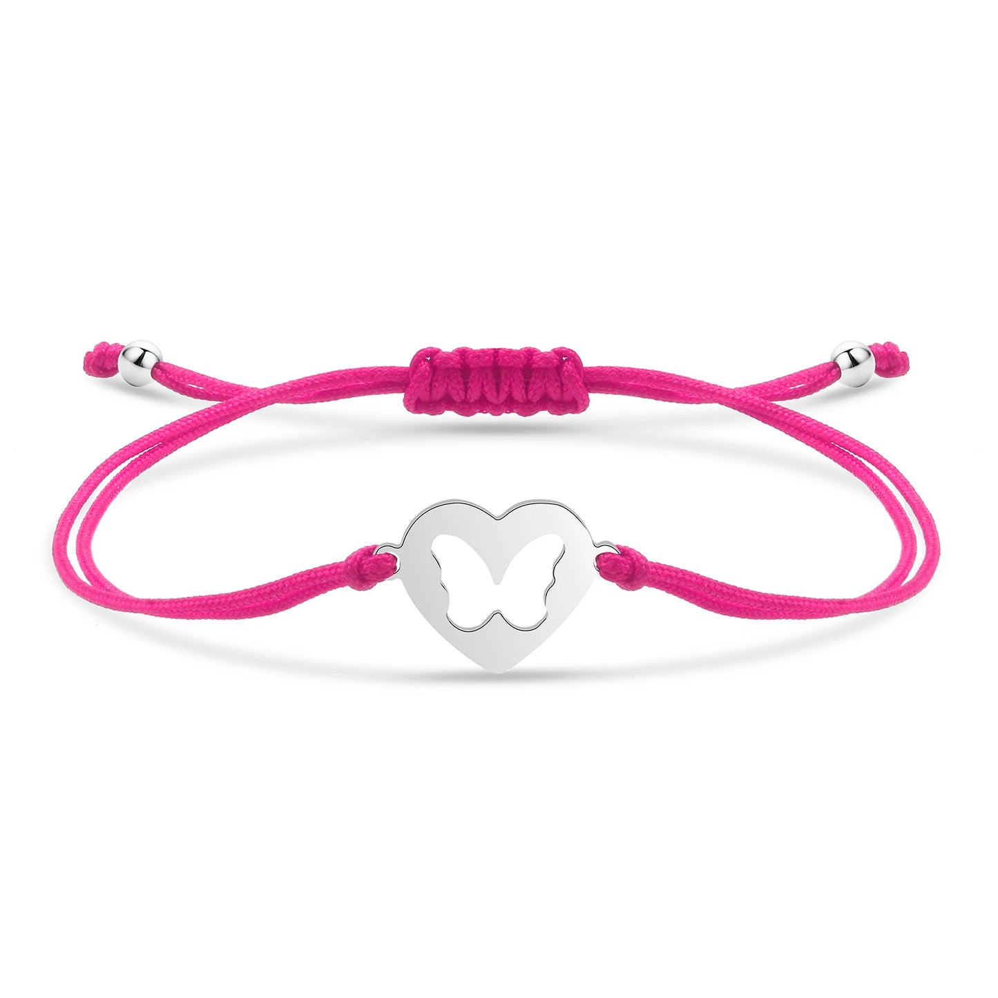 Bracelet papillon câlin en acier inoxydable et cordon ajustable en coton doux - Bijou Mon Amour