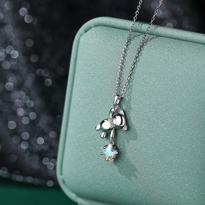 Collier en Argent Sterling 925 Petit Ourson et son Étoile - Bijou Mon Amour