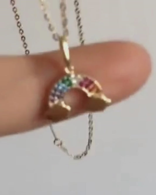 Collier Arc-en-Ciel en Or 375/1000  Symbole d’Espoir et de Joie